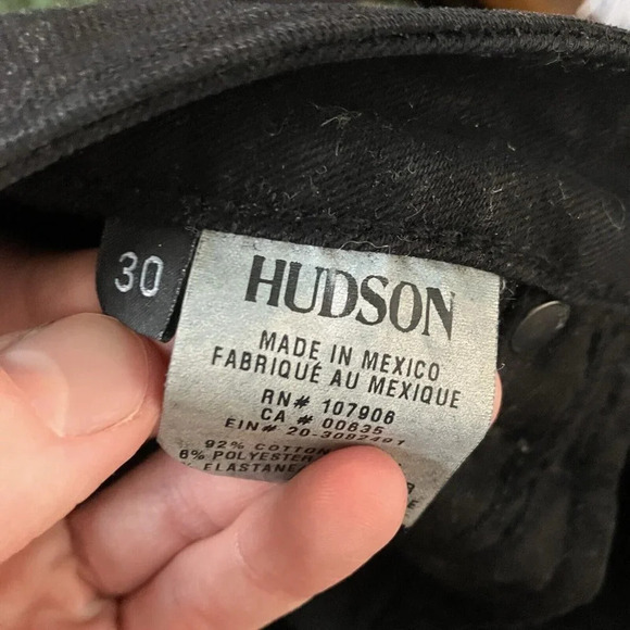 Hudson Black Mid Rise Cropped Mia 5 Pocket Flare Leg Jeans Womens 30" - Picture 5 of 6